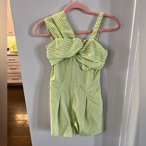 Green and white stripped romper